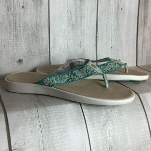 Tommy Bahama Teal and Gold Sandals